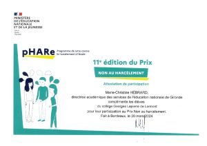 Programme pHare : « NON AU HARCELEMENT » – 2024