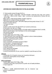 Liste fournitures 4e, page 1