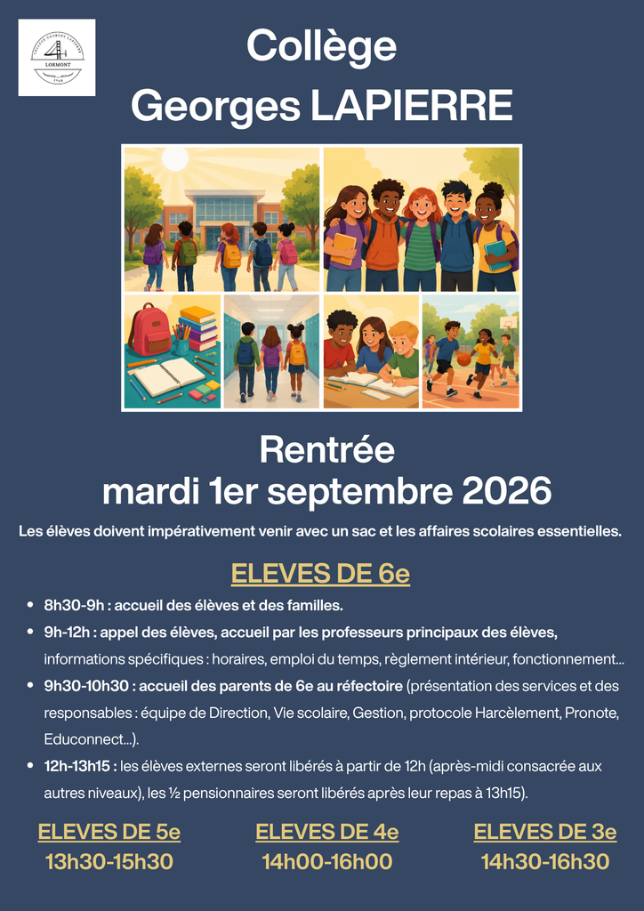 Affiche rentrée scolaire 2026
